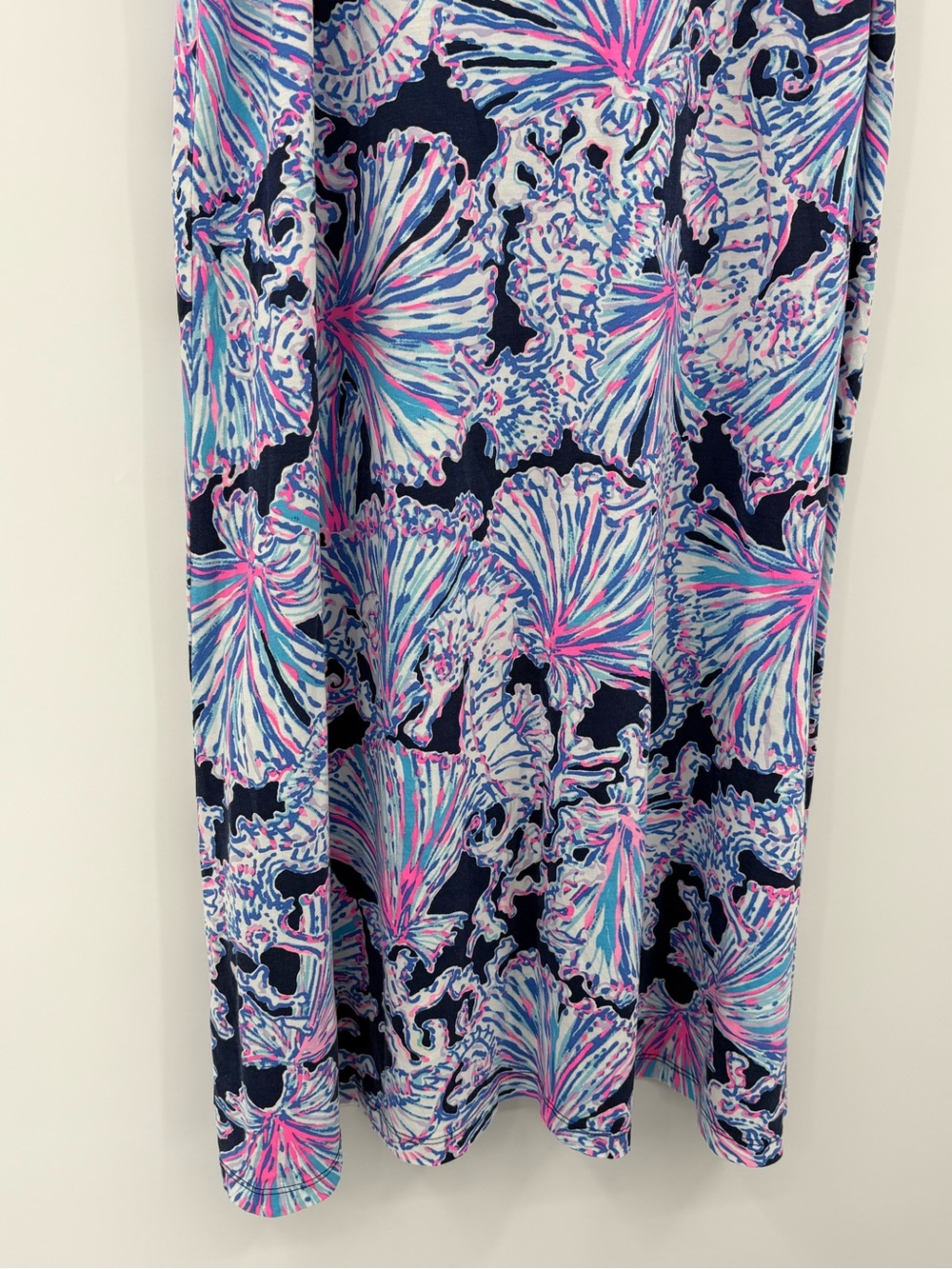 Lilly Pulitzer Luella Swing Dress L Deep Sea Navy Shells Bells Pima Cotton - Picture 10 of 13
